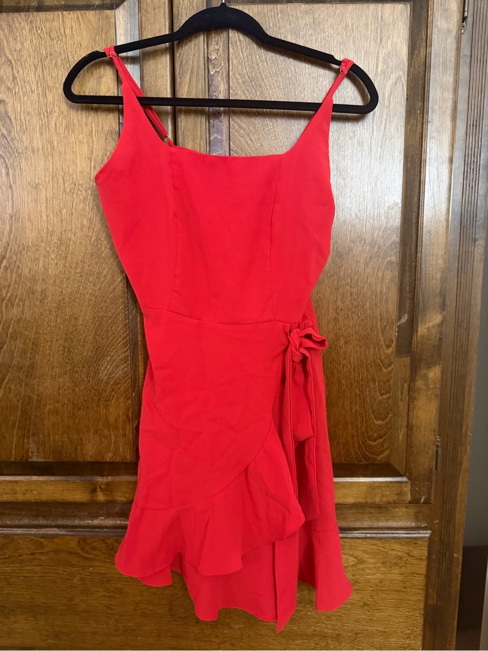 Amazon Red Ruffle Wrap Mini Dress
